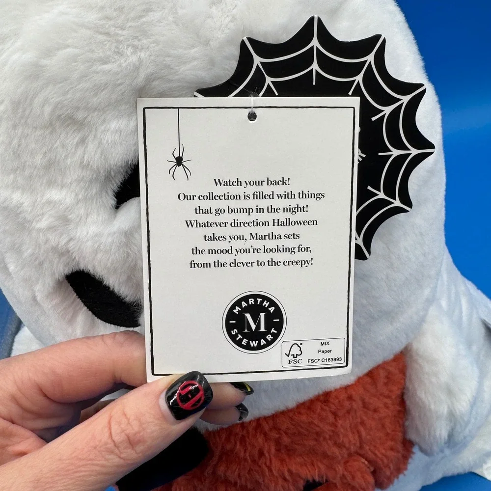 Martha‎ Stewart Halloween Ghost Holding Pumpkin Plush Pillow BOO! - 22 in.